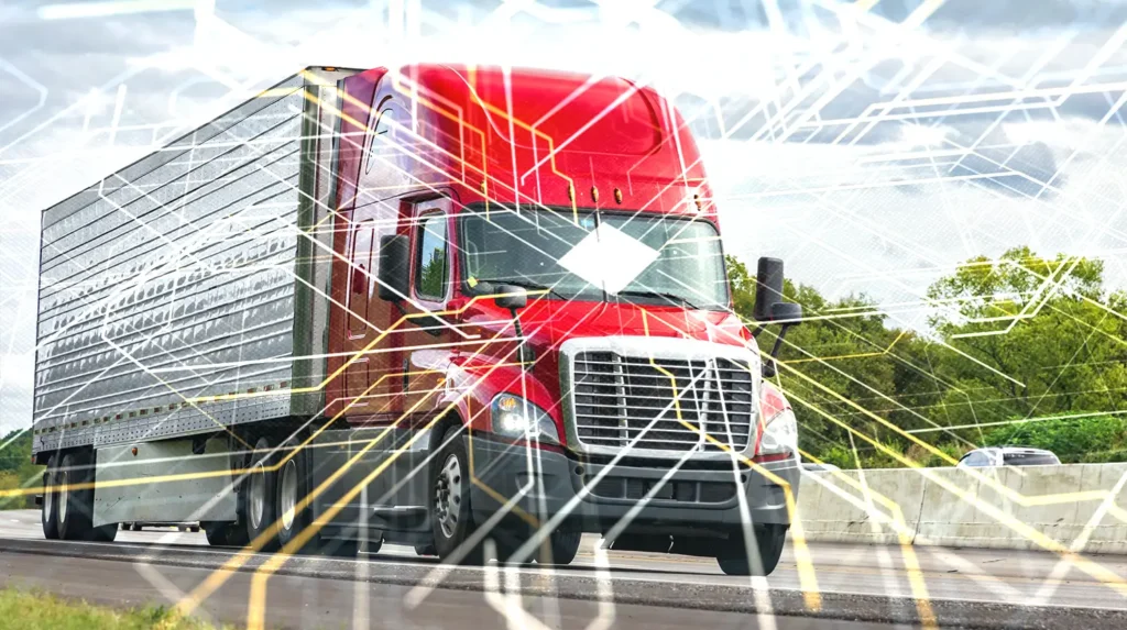 computer images over a semi truck