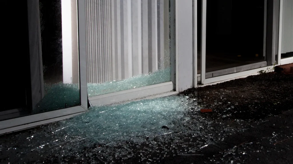 broken patio door glass