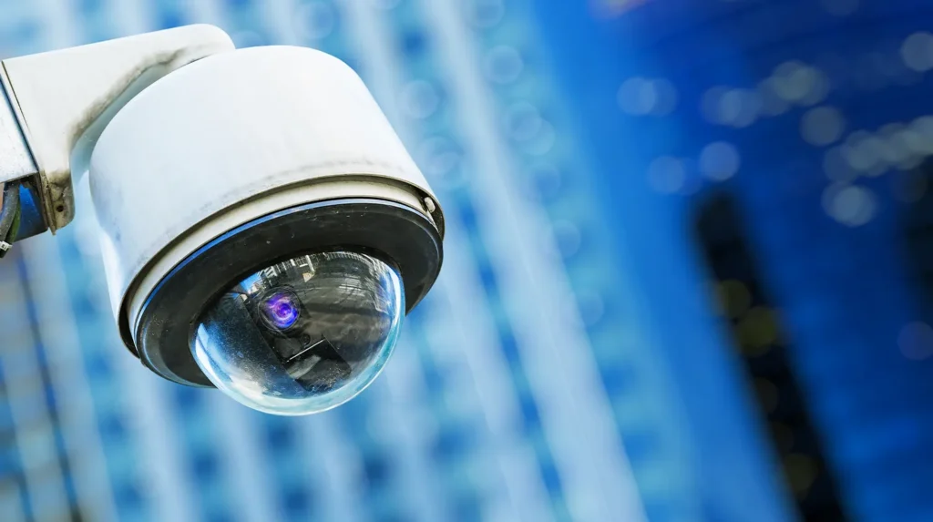 A security camera that is part of CCTV meaning