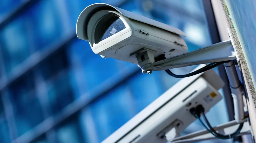 Surveillance cameras at auto dealership for remote video monitoring