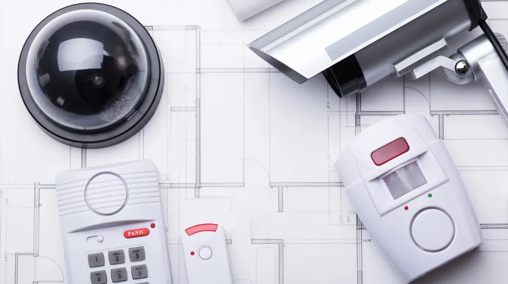 modern security cameras and remote controls